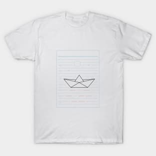 Japanese Origami Boat on Paper T-Shirt